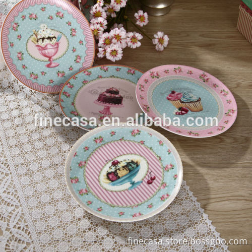 8 Inches Fine New Bone China Porcelain Pie Plate of Ice Cream